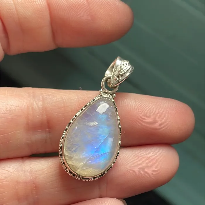 Moonstone Teardrop Pendant Sterling Silver Love Vintage Paris Necklaces