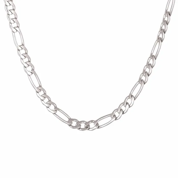Necklaces INOX JEWELRY Silver Tone Stainless Steel 6mm Figaro Polished Chain Necklaces INOX JEWELRY Silver Tone Stainless Steel 6mm Figaro Polished Chain