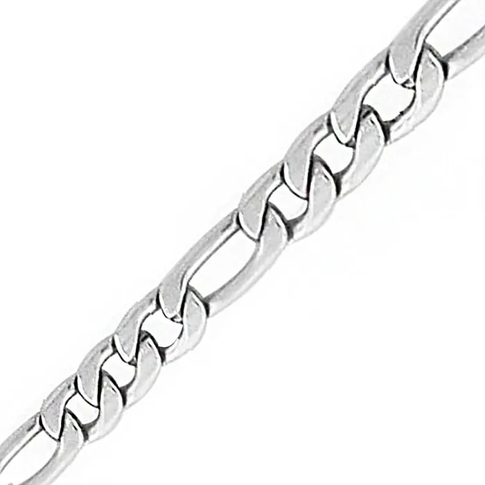 Necklaces INOX JEWELRY Silver Tone Stainless Steel 6mm Figaro Polished Chain
