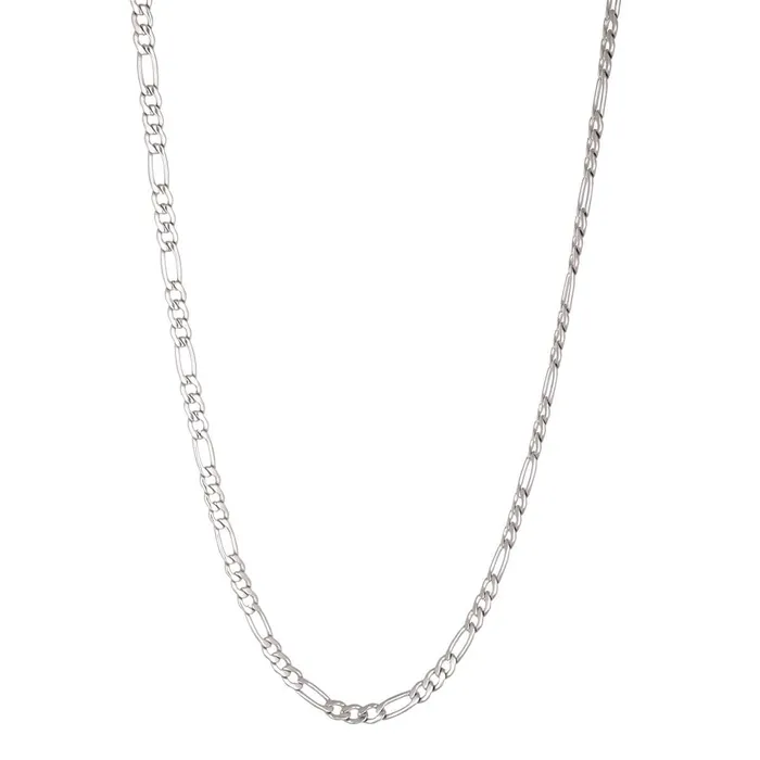 Necklaces INOX JEWELRY Silver Tone Stainless Steel 6mm Figaro Polished Chain