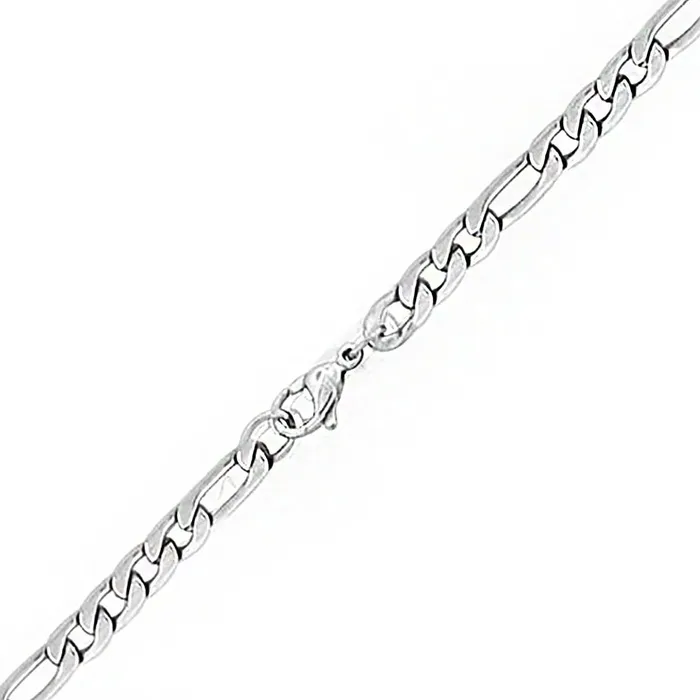 Necklaces INOX JEWELRY Silver Tone Stainless Steel 6mm Figaro Polished Chain