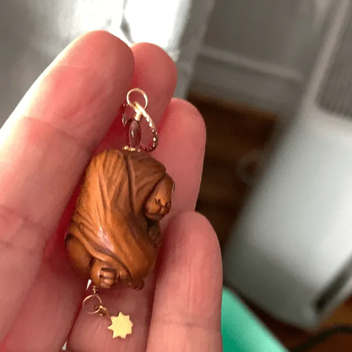 Necklaces Love Vintage Paris Rabbit Talisman Pendant Netsuke Garnet Coral and Bronze Handmade