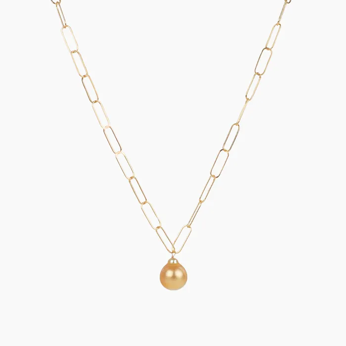 Necklaces misha hawaii Dana Golden South Sea Pearl Paperclip Necklace