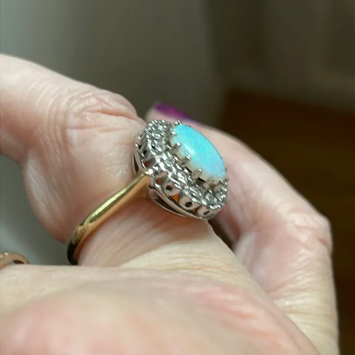 Opal Ring Diamond Halo 14k Gold Vintage Vintage Paris Jewelry Rings Opal Ring Diamond Halo 14k Gold Vintage Vintage Paris Jewelry Rings