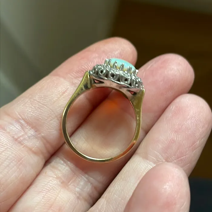 Opal Ring Diamond Halo 14k Gold Vintage Vintage Paris Jewelry Rings Opal Ring Diamond Halo 14k Gold Vintage Vintage Paris Jewelry Rings