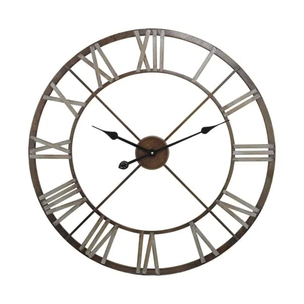 Open Centre Iron Roman Numeral Wall Clock FaireElk Home Rings