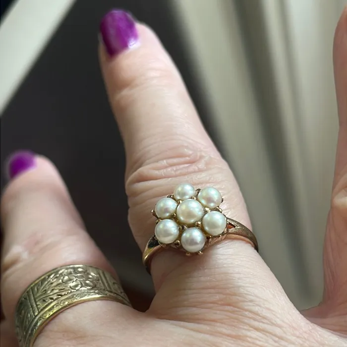 Pearl Flower Ring 10k Gold Vintage Vintage Paris Jewelry Rings