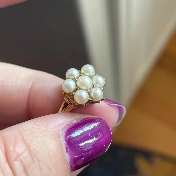 Pearl Flower Ring 10k Gold Vintage Vintage Paris Jewelry Rings Pearl Flower Ring 10k Gold Vintage Vintage Paris Jewelry Rings