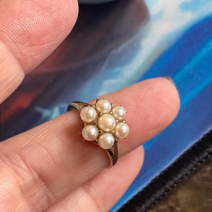 Pearl Flower Ring 10k Gold Vintage Vintage Paris Jewelry Rings Pearl Flower Ring 10k Gold Vintage Vintage Paris Jewelry Rings