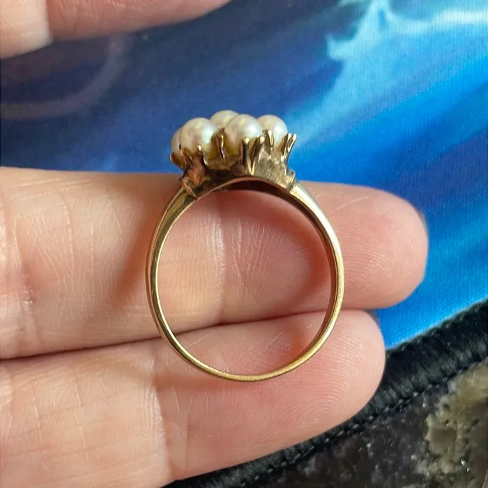 Pearl Flower Ring 10k Gold Vintage Vintage Paris Jewelry Rings Pearl Flower Ring 10k Gold Vintage Vintage Paris Jewelry Rings