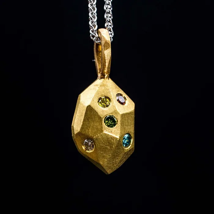 PreStyled Sets Art FX fine jewelry 18k Yellow Gold MultiColor Diamond Pendant