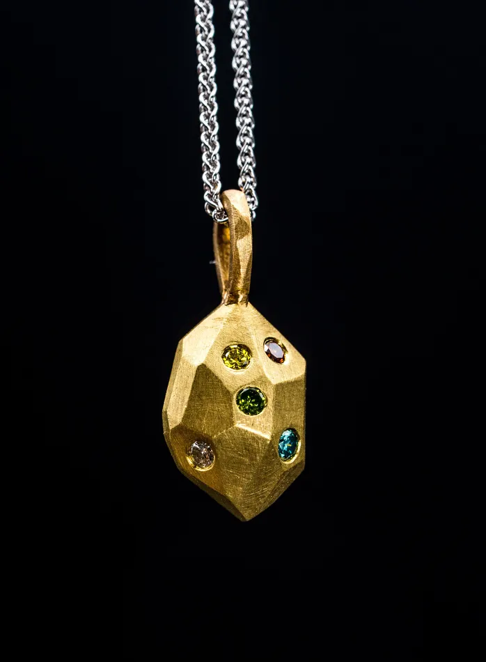 PreStyled Sets Art FX fine jewelry 18k Yellow Gold MultiColor Diamond Pendant