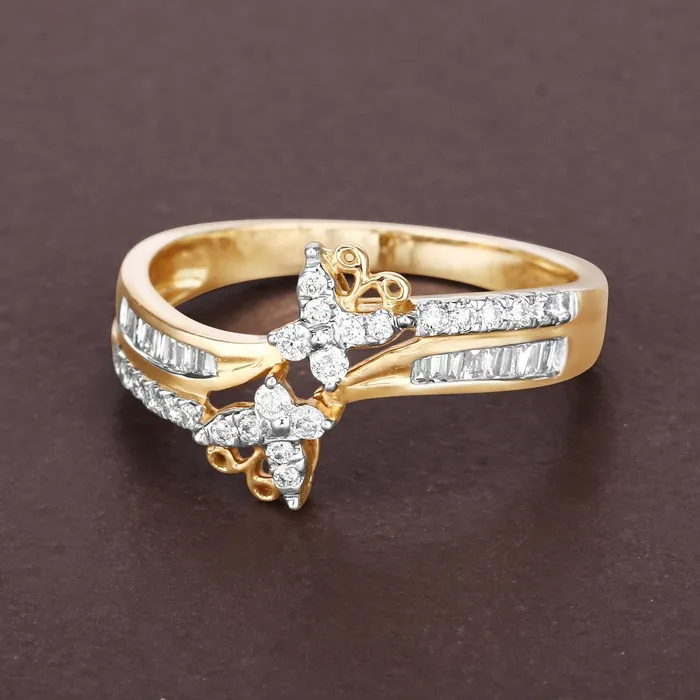 Quintessence Rings Diamond Butterfly Ring 14K Yellow Gold