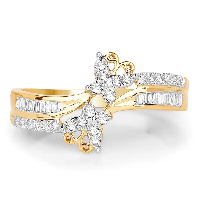 Quintessence Rings Diamond Butterfly Ring 14K Yellow Gold