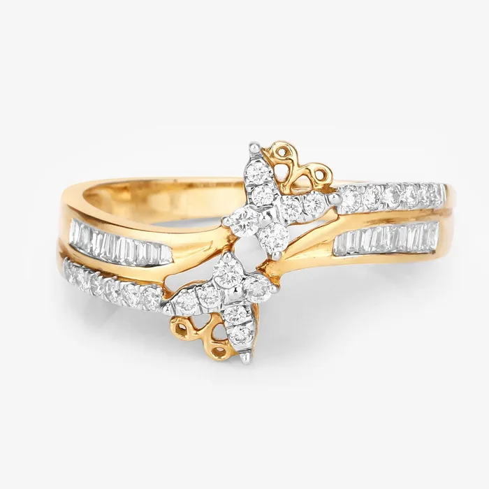 Quintessence Rings Diamond Butterfly Ring 14K Yellow Gold