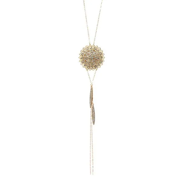 Rebel Designs Inc Necklaces Long Crystal Flower Necklace