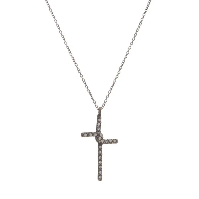 Rebel Designs Inc Small Crystal Cross Necklace Necklaces