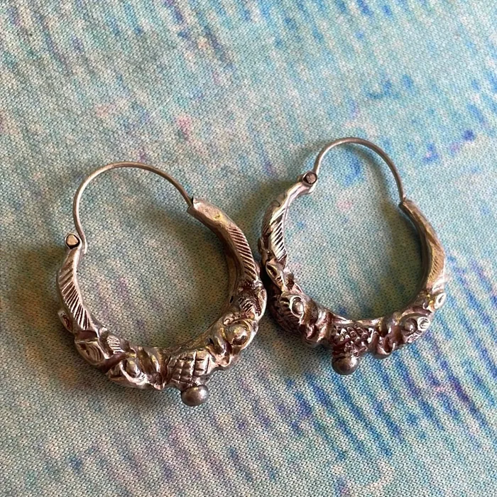 Repousse Hoop Earrings Sterling Silver Vintage Vintage Paris Jewelry Earrings Repousse Hoop Earrings Sterling Silver Vintage Vintage Paris Jewelry Earrings