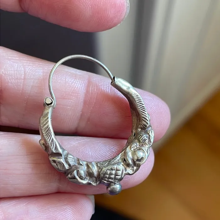 Repousse Hoop Earrings Sterling Silver Vintage Vintage Paris Jewelry Earrings