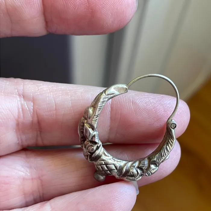 Repousse Hoop Earrings Sterling Silver Vintage Vintage Paris Jewelry Earrings