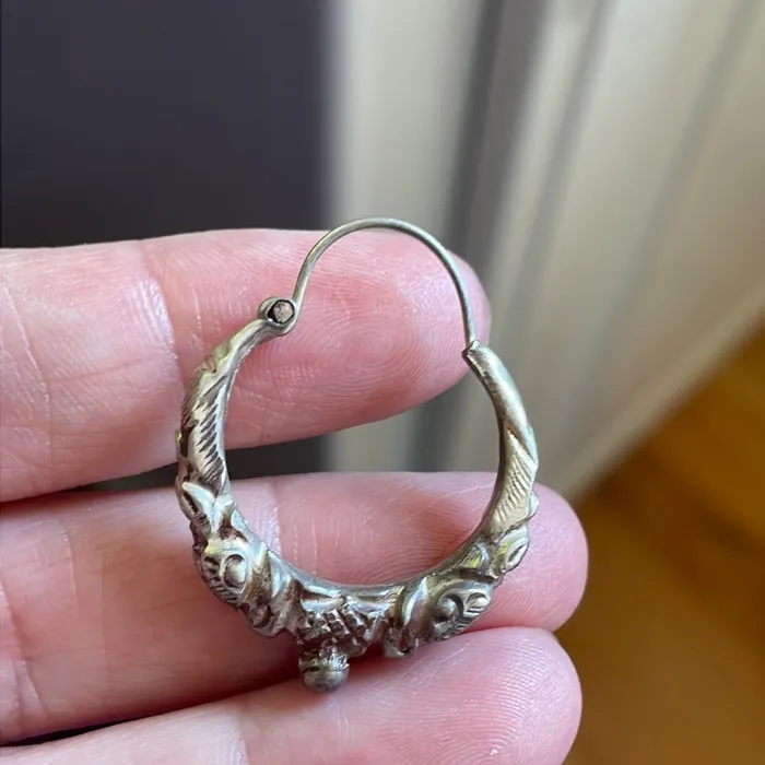 Repousse Hoop Earrings Sterling Silver Vintage Vintage Paris Jewelry Earrings