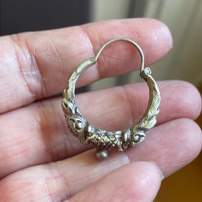 Repousse Hoop Earrings Sterling Silver Vintage Vintage Paris Jewelry Earrings