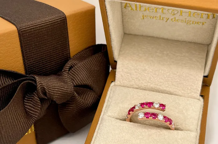 Ring 18kt Gold Open Bypass Band Rubies Diamonds Albert Hern Rings Ring 18kt Gold Open Bypass Band Rubies Diamonds Albert Hern Rings
