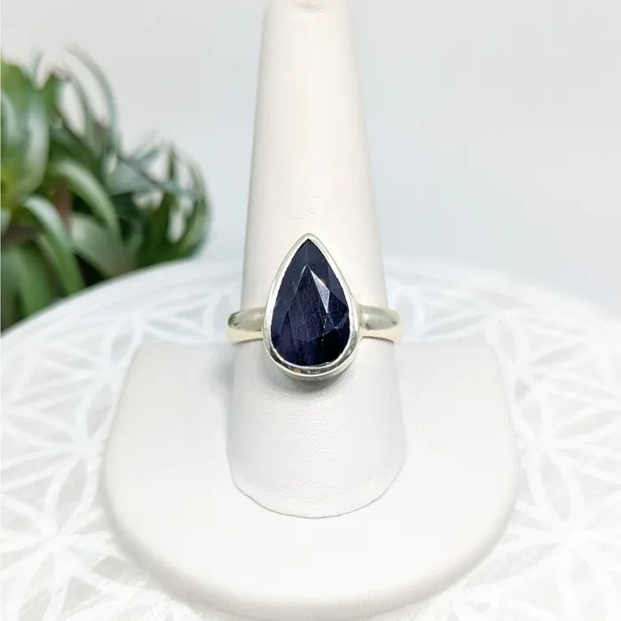 Rings Bliss Crystals Blue Sapphire Sz 975 SS Ring LV5954