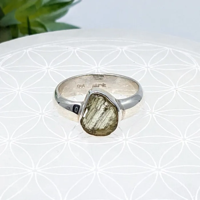 Rings Bliss Crystals Moldavite 4 Sz 10 SS Ring LV7016
