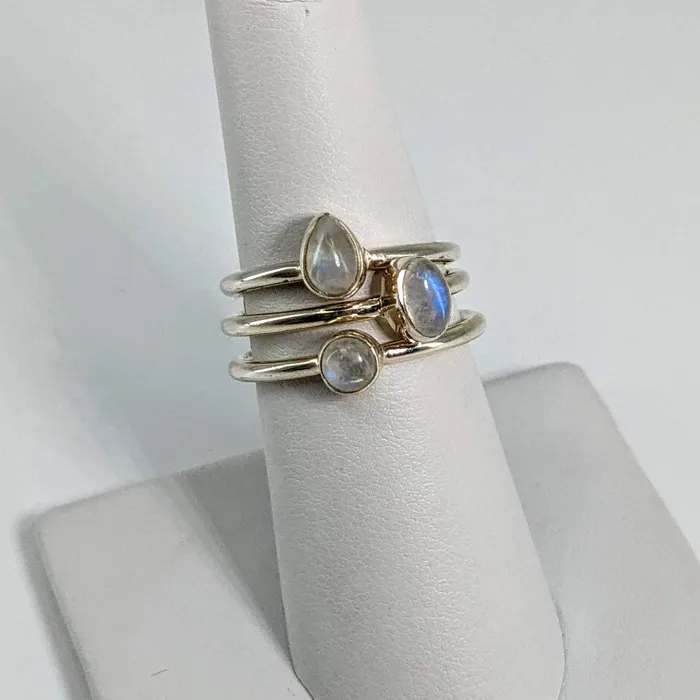 Rings Bliss Crystals Moonstone Dainty 925 SS Stacking Ring SK6621
