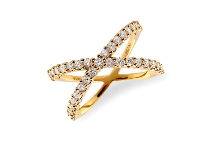 Rings Ring 18kt Yellow Gold Diamonds Criss Cross Albert Hern