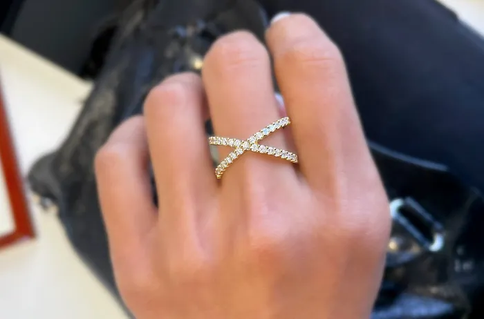 Rings Ring 18kt Yellow Gold Diamonds Criss Cross Albert Hern