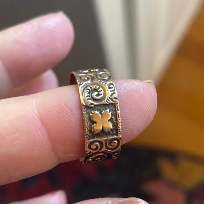 Rings Vintage Paris Jewelry Engraved Cigar Band 10k Rose Gold Antique
