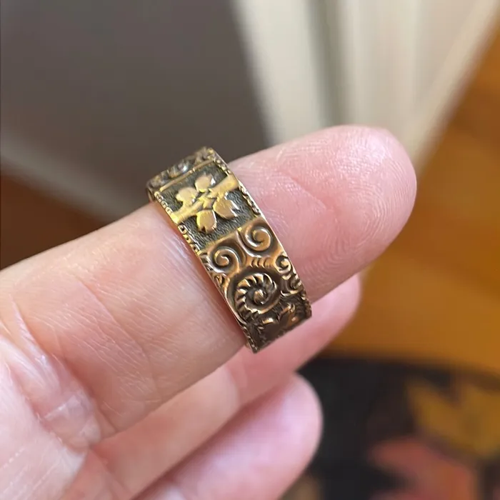 Rings Vintage Paris Jewelry Engraved Cigar Band 10k Rose Gold Antique Rings Vintage Paris Jewelry Engraved Cigar Band 10k Rose Gold Antique