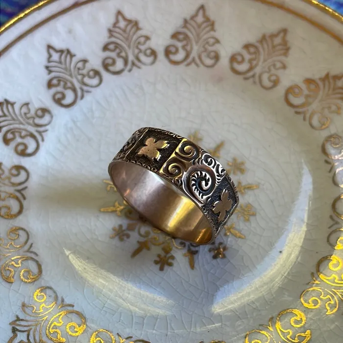 Rings Vintage Paris Jewelry Engraved Cigar Band 10k Rose Gold Antique Rings Vintage Paris Jewelry Engraved Cigar Band 10k Rose Gold Antique