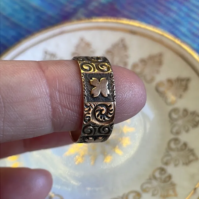 Rings Vintage Paris Jewelry Engraved Cigar Band 10k Rose Gold Antique Rings Vintage Paris Jewelry Engraved Cigar Band 10k Rose Gold Antique