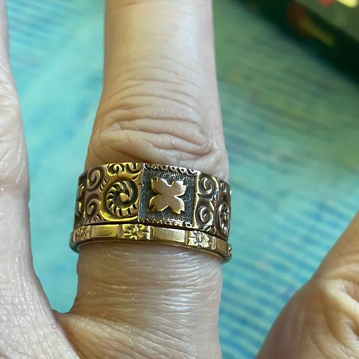 Rings Vintage Paris Jewelry Engraved Cigar Band 10k Rose Gold Antique Rings Vintage Paris Jewelry Engraved Cigar Band 10k Rose Gold Antique