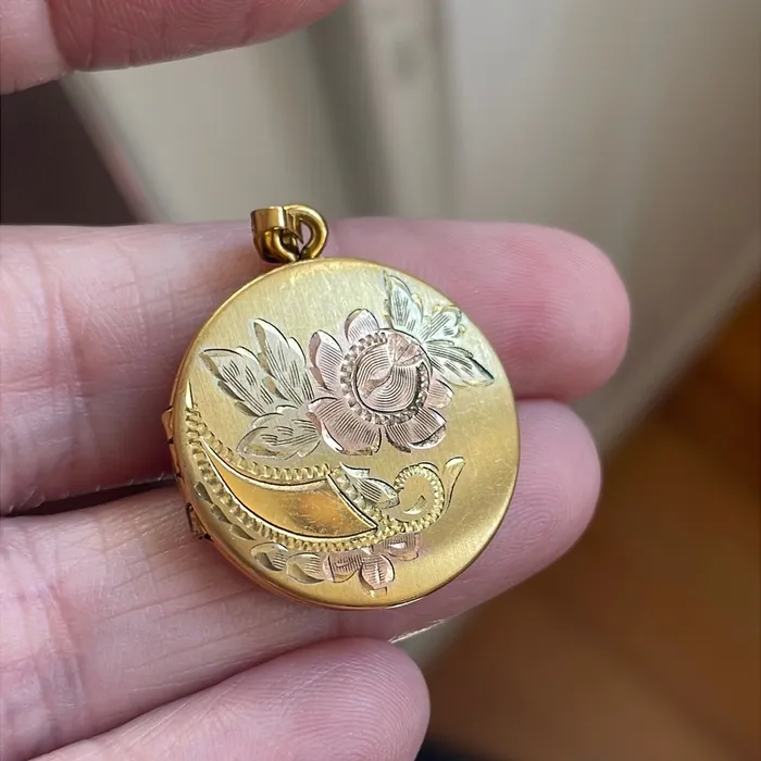 Rose Gold Flower Locket Yellow Gold Filled Vintage Vintage Paris Jewelry Earrings
