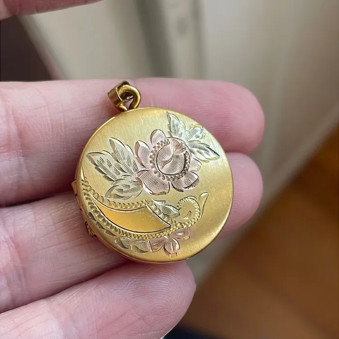 Rose Gold Flower Locket Yellow Gold Filled Vintage Vintage Paris Jewelry Earrings