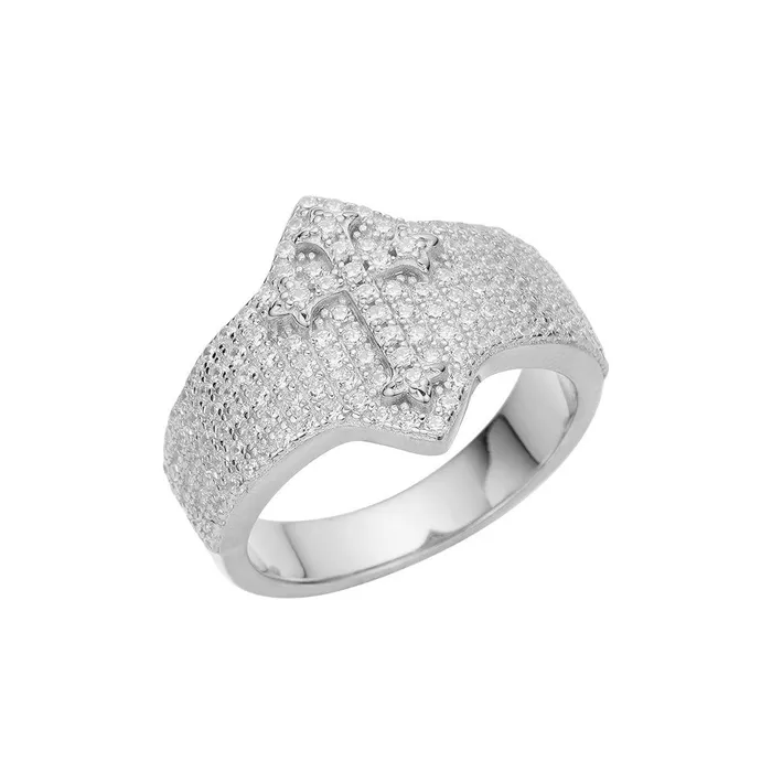 S925 Clustered Cross Ring IceZeusShop Rings