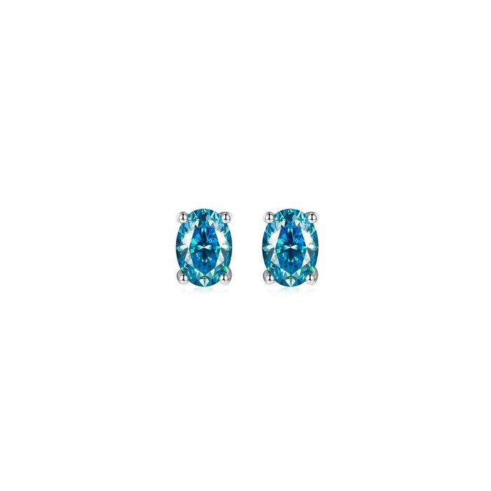 S925 Silver Oval cut Rare Color Moissanite Stud Earrings icezeusshop Earrings