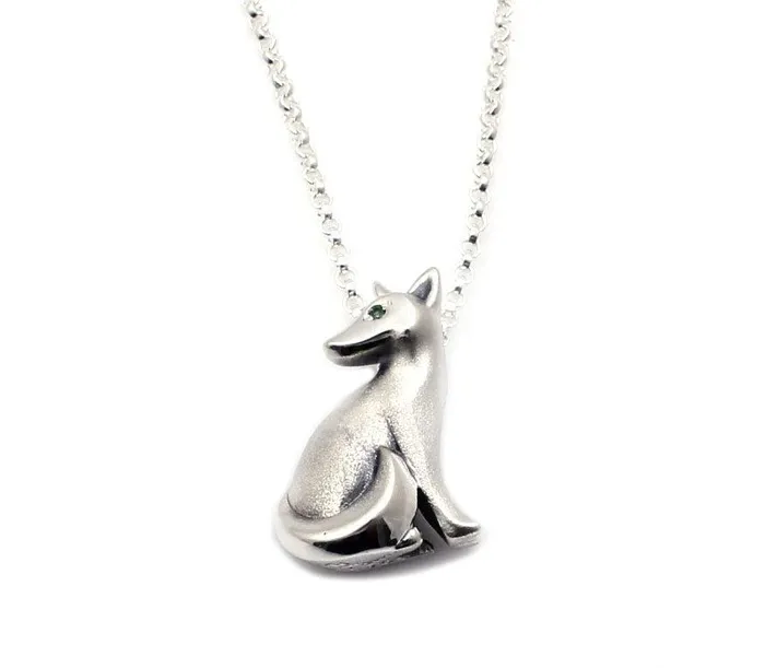 Silver Sitting Kit Pendant with Chain Michael Tatom Necklaces