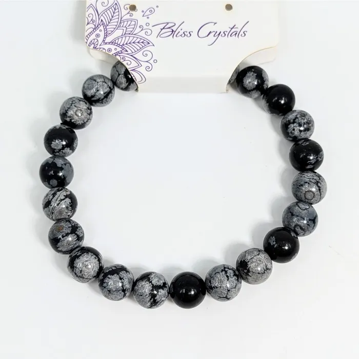 Snowflake Obsidian Bracelet 8mm LV4982 Bliss Crystals Bracelets