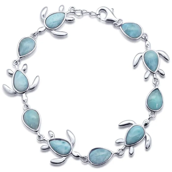 Sonara Bracelets Turtles Larimar Sterling Silver Bracelet