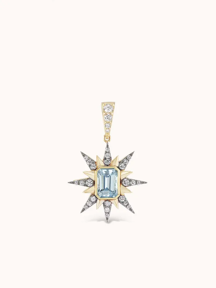 Starburst Charm Necklace Aquamarine Marlo Laz Necklaces Starburst Charm Necklace Aquamarine Marlo Laz Necklaces