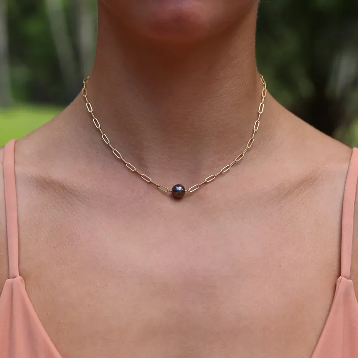 Tahitian Pearl Paperclip Choker misha hawaii Earrings Tahitian Pearl Paperclip Choker misha hawaii Earrings