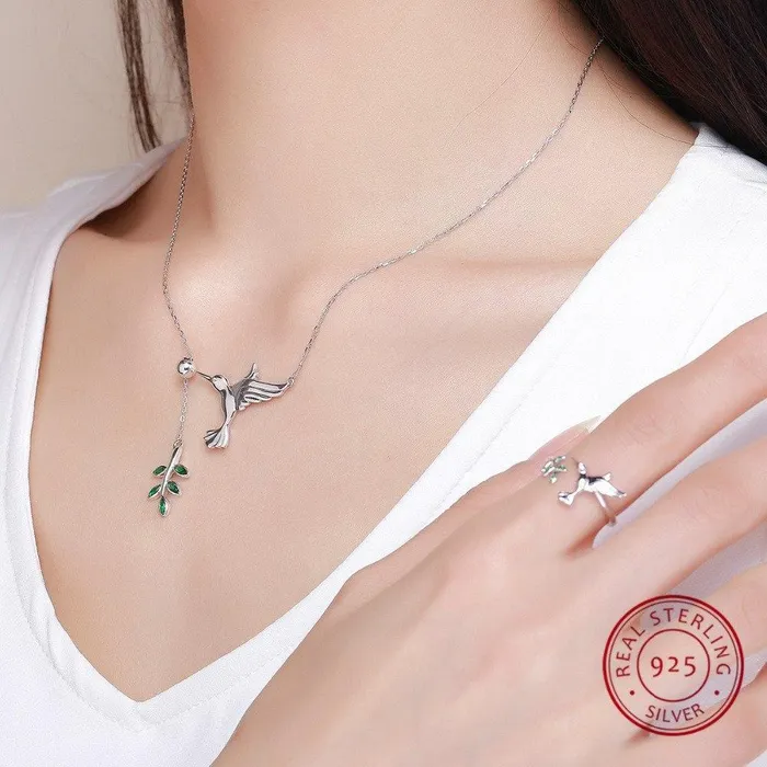 The Pink Pigs Earrings Sterling Silver Hummingbird Jewelry Necklace Earrings Ring or SET