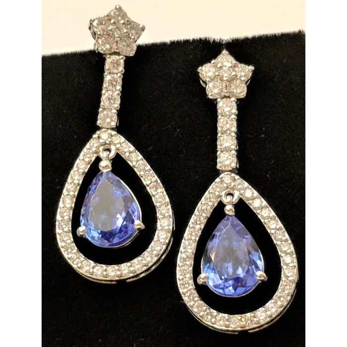 The Pink Pigs Tanzanite and Diamond Earrings 14K Gold Gorgeous and Rare 8ctw Tanzanite Diamonds in 14K Gold Earrings