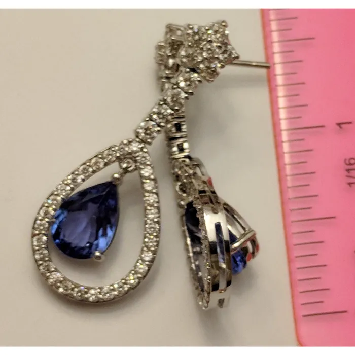 The Pink Pigs Tanzanite and Diamond Earrings 14K Gold Gorgeous and Rare 8ctw Tanzanite Diamonds in 14K Gold Earrings