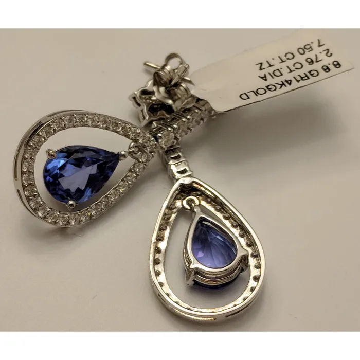 The Pink Pigs Tanzanite and Diamond Earrings 14K Gold Gorgeous and Rare 8ctw Tanzanite Diamonds in 14K Gold Earrings